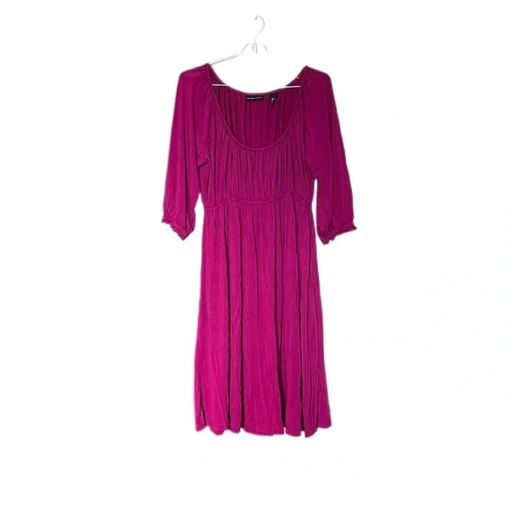 New York and Company 3/4 Sleeve Magenta Stretch Dress Women’s Large